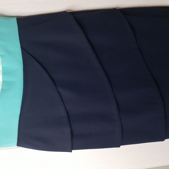 Connected Apparel Cassie Sleeveless Dress; Colorblock: Mint/Aqua/Navy; Size 6 - Picture 4 of 9